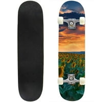 Skateboards Suncokretorni polje Prekrasan zalazak sunca Sunset Clouds Javor Dvostruki standard Skateboard