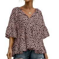 Dadaria majice za žene Trendi ženski modni ljetni leopard ispis V-izrez pola rukava na vrhu ženske bluze