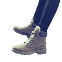 Ženske cipele Žene Čvrste čipke UP Boots Casual Angle Boots Okrugle cipele za cipele Zimske snijege
