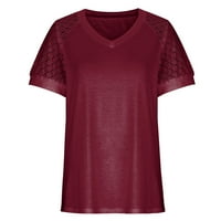 Ženski vrhovi Ženska čipka majica kratkih rukava V izrez T-majica Dressy Casual top jelp raglan kratki