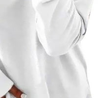 Penkiiy Womens Tops Fashion Woman Okrugli vrat Dugi rukav Majica Jesenski ispis Labavi bluza Donje bijele