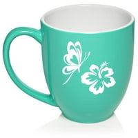 Leptir i Hibiskus Keramički šalica za kafu poklon čaj za nju, žene, ženu, djevojku, najbolja prijateljica,