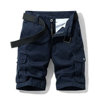 Hinvhai plus veličine pantalone čišćenje muški džepni zatvarač dugmad čvrste alate kratke hlače tamno