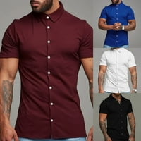 Fule Mens obična majica kratkih rukava s majicom dolje mišić tanka fit radna casual top bluza