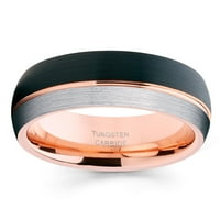 Rose Gold Tungsten Vjenčani pojas Black Tungsten Ring Golvers Ring Black Tungsten Ring Comfort Fit Band