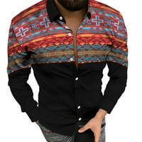 Muška majica Ljetni boho retro stil skreće s labavom majicom s dugim rukavima