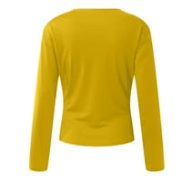 Guvpev ženska casual čvrsta boja bez struka bez struka bez dugmeta sa džepovima sa zatvaračem - žuti