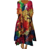 Dugi rukav V-izrez Dress Haljina modne povremene žene casual tri četvrtine rukava s cvjetnim tiskanim