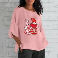 Haxmnou Valentines Dan ženske rukavske posade od ispisanih labavih TOP T košulje Casual Posteljina Tunika