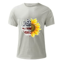 Amidoa Muška Dan nezavisnosti Tee Top Sunflowers Amerika Patriotske zvijezde Ljetna majica Merica Memorial