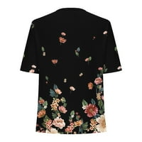 Juebong ženske košulje za čišćenje ljetni patentni zatvarač - vrat kratki rukav elegantni cvjetni ispis
