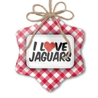 Božićni ukras I Volim Jaguare Red Plaid Neonblond