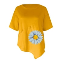 Jyeity ženska jesena modna casual kratkih rukava okrugla bluza za zatvaranje bluza majica Poslovna casual haljina za žene žuta veličina XL