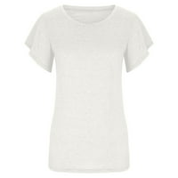 Cotonie ženska majica s kratkim rukavima, ljetni vrhovi za majicu Womens Crewneck, ženski rufffle majica s kratkim rukavima, pulover