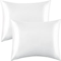 Jebeni satenski jastučnica Standard sa zatvaračem za kovertu za kosu i kožu, bijelo