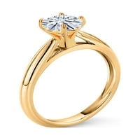 Gem Stone King 10k žuti zlatni pasijans zaručni prsten zauvijek jedan bezbojni def okrugli moissan