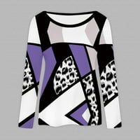 Ženski izrez na vrhu čišćenja boja Blok Leopard pulover Ležerne duksere Trendi dugih rukava odjeća za