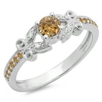 DazzlingRock kolekcija 0. Carat 14K šampanjca i bijeli dijamantni zaručnički prsten CT, bijelo zlato,