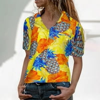 Havajska majica za žene Funky casual gumb dolje Vrlo glasno kratkim rukavima Žene Žene Žene Brze suhe