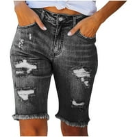 Stamzod Jean Hlače Ženske elastične uništene rupe Tajice kratke hlače traper traperice visoke struke