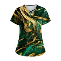 Žene labave košulje s kratkim rukavima Bluza V-izrez Ženske vrhove zelene s