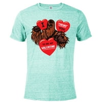 Star Wars Chewbacca žvaće vas Dan zaljubljenih srca - pomiješana majica kratkih rukava za odrasle -