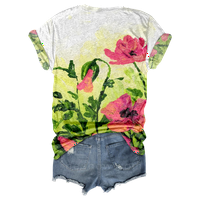 Cvjetni tisak V-izrez T-majice Žene kratkih rukava Tunic vrhovi super mekih tina za žene