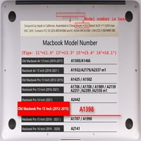 Kaishek kompatibilan MacBook Pro S Case - Objavljen model A1398, plastični poklopac s tvrdom koferom,