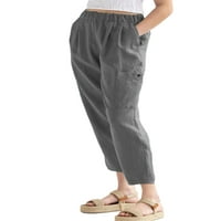 Beiwei Ženske džepove za gležanj Džepovi pantalone ravne noge Labavi dno dame ulice u ulici