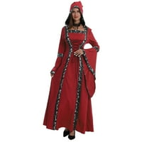 Halloween Haljine za žene dugih rukava Gotičke haljine za ženske haljine s četvornim vratom Vintage