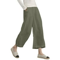 TOBCHONP pamučne pamučne dukseve modne pune boje labave ležerne žene hlače široka noga udobna prevelika