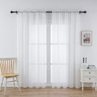 Goory Tulle Curtains Polu-čista prozora za zavjese džep Solid Voile Drapes Filtriranje luksuznog doma