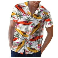 B91XZ velike i visoke košulje za muškarce muške proljeće ljetne vrhove Hawaii tiskani ovratnik za otpremu