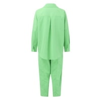 Ženska odjeća za bluze za bluze hlače setovi Ležerne prilike s dugim rukavima V Storks modna ulična odjeća Green M