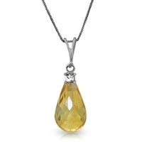 Galaxy Gold 14k14 bijela zlatna ogrlica s prirodnim dijamantima i citrinom