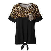 Ženski bluze i vrhovi Dressy kratki rukav Ležerni Leopard Ispiši patchwork Zlatni džepovi ispod ruka