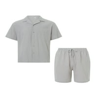 Imcute muški set za muške, čvrste košulje sa okretnim kratkim rukavima + kratke hlače za ljeto