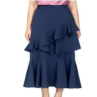 Beiwei Dame Vintage Ruched midi suknja Boho labava plaža Maxi Elastična struka