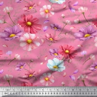 Soimoi ružičasta svilena tkanina Mignon Dahlia cvjetna otisnuta tkanina od dvorišta široka