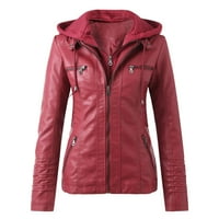 DRPGunly Winter Jackes za žene tanka kožna postolja Zip motociklistička jakna, lagane jakne za žene