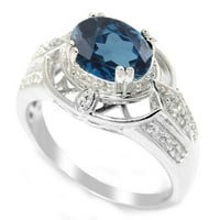Sterling srebro sa prirodnim londonskim plavim topazom i bijelim topaz vintage prstenom