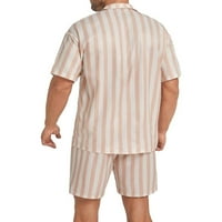 Striped print ovratnik pidžama setovi kratkih rukava Muška rublje Muška salona za salon PJ set