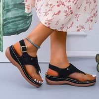 Aueoeo Womens ravne sandale, klinovi sandale za žene boemia elastični anketi sandale Otvorene nožne