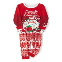 Wsevypo božićna porodica Pajamas Podudarni setovi Božićni Santa Ispis Dugi rukavi + Stretch Casual Hlače