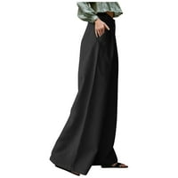 Kali_store ženske haljine Hlače HOWER High Squaiste povremene pantalone za široke noge Black, s