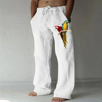 Zatvoreni dječak muški modni casual tiskane posteljine džepove čipke hlače velike veličine hlače