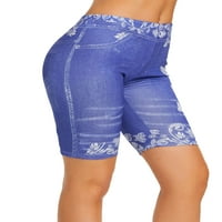 Colisha Dame Tajice Butt Lipting Fau traper kratke hlače Visoko struk lažne traperice Meka sport Tummy