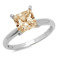 CT briljantna princeza Clear Simulirani dijamant 14k bijeli zlatni pasijans prsten sz 6