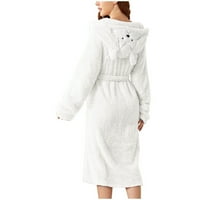 Ženska pidžama dvostruka džepna kapuljača flanela ogrtač mekana i topla noćna dom