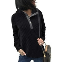 Umitay ženski duksevi Pulover Ženski džemper Čvrsta boja za patchwork visokog ovratnika Dugme na dugim